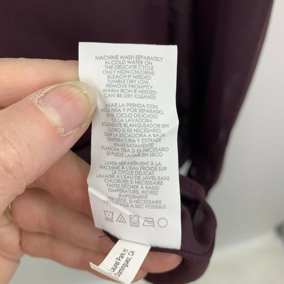 CAbi Entice Sheer Plum Blouse Top Long Sleeve Lg - Picture 7 of 11